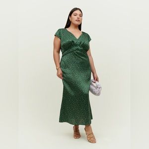 NWT Reformation Kaye Silk Dress Coriander